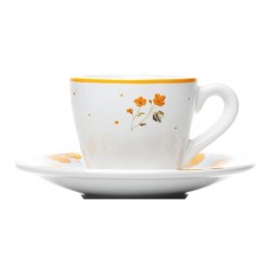 Xicara 90ml para café Com Pires Doce Encanto Amarelo Cerâmica 